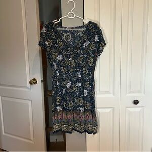 Blue Green Midi Sundress with Flutter Sleeves